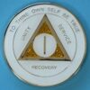 01 Year Medallion White Sparkle Tri-Plate