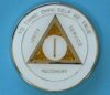 01 Year Medallion White Sparkle Tri-Plate