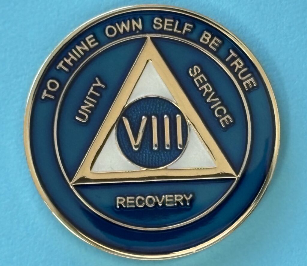 08 Year Medallion Blue and Pearl Tri-Plate