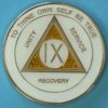09 Year Medallion White Sparkle Tri-Plate