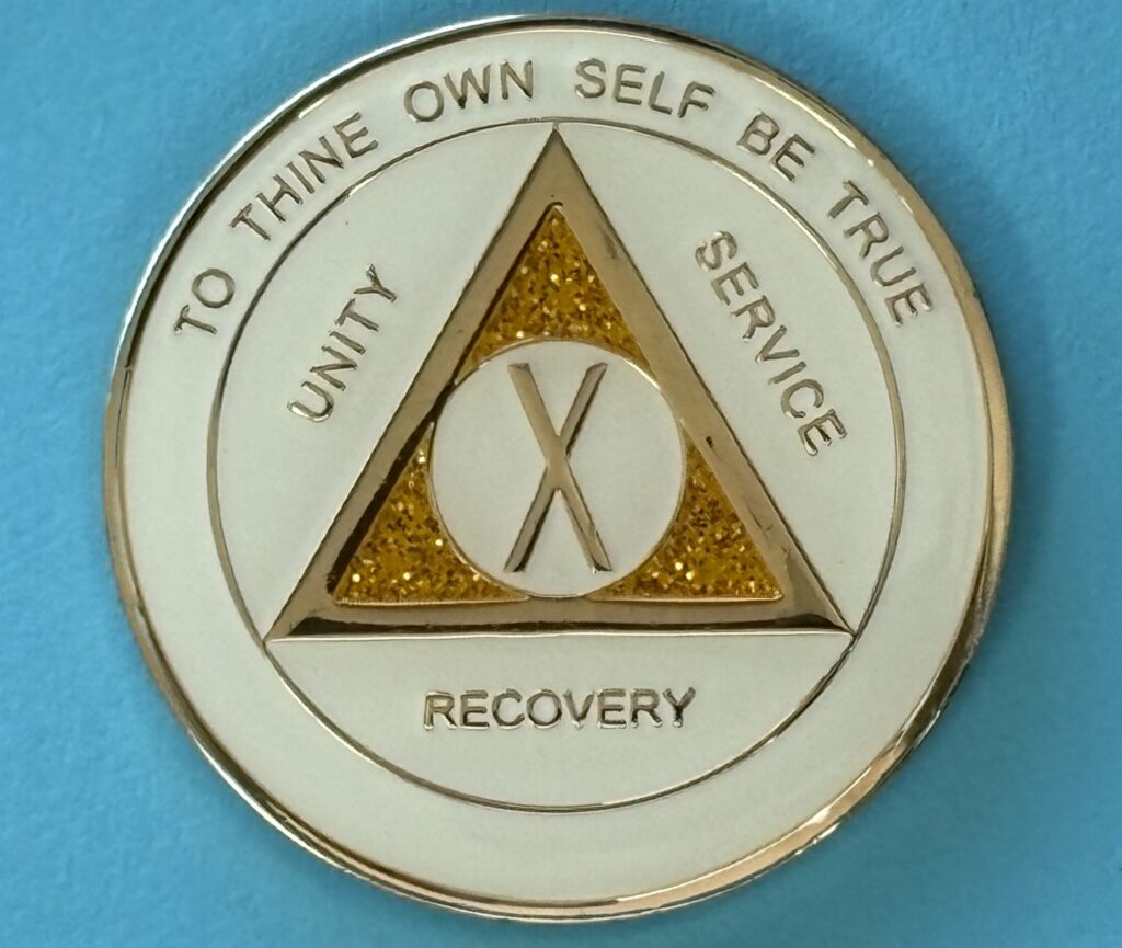 10 Year Medallion White Sparkle Tri-Plate