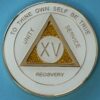 15 Year Medallion White Sparkle Tri-Plate