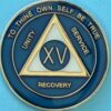15 Year Medallion Blue and Pearl Tri-Plate
