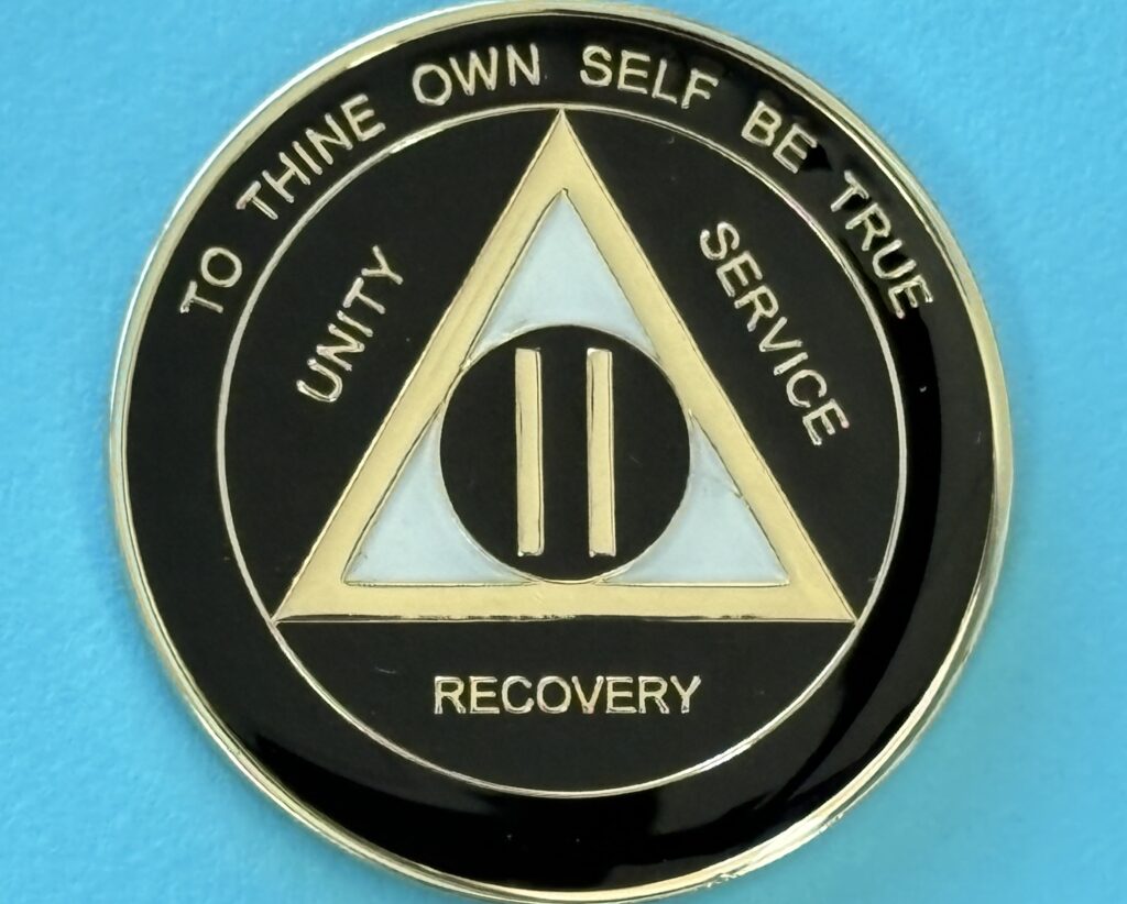 02 Year Medallion Black and Pearl Tri-Plate