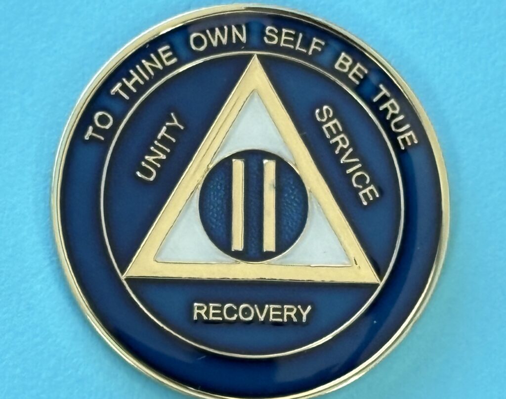 02 Year Medallion Blue and Pearl Tri-Plate
