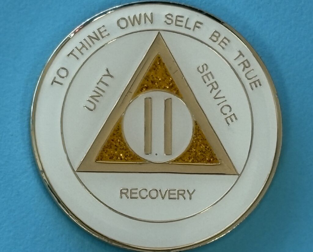 02 Year Medallion White Sparkle Tri-Plate