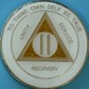02 Year Medallion White Sparkle Tri-Plate