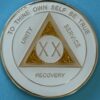 20 Year Medallion White Sparkle Tri-Plate