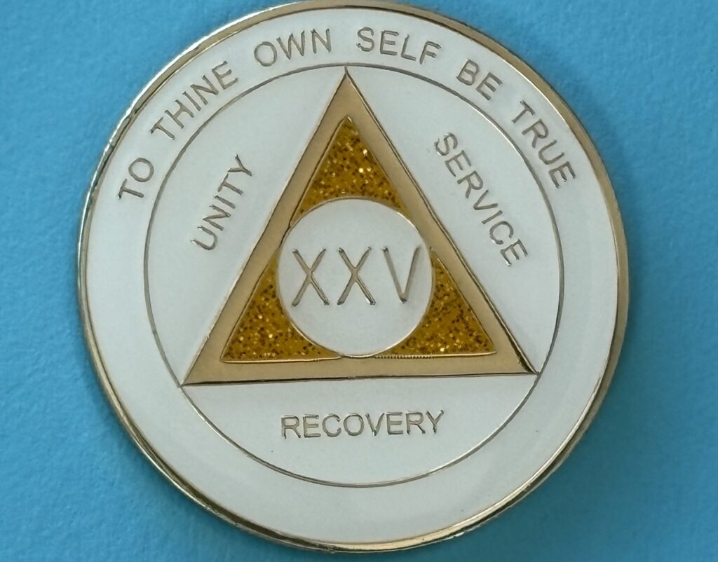 25 Year Medallion White Sparkle Tri-Plate