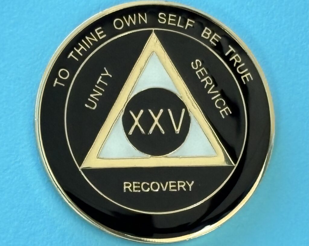 25 Year Medallion Black and Pearl Tri-Plate