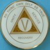 05 Year Medallion White Sparkle Tri-Plate