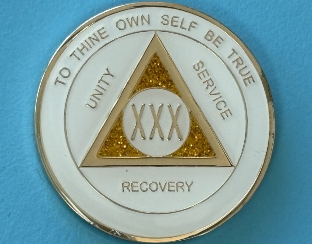 30 Year Medallion White Sparkle Tri-Plate